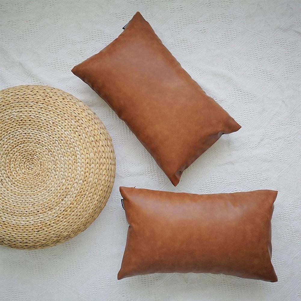 Bed Cushion Cover Solid Color Leather Modern Simple Style Bedroom Living Room Decoration Car Sofa Pillow Case 45x45cm/30x50cm