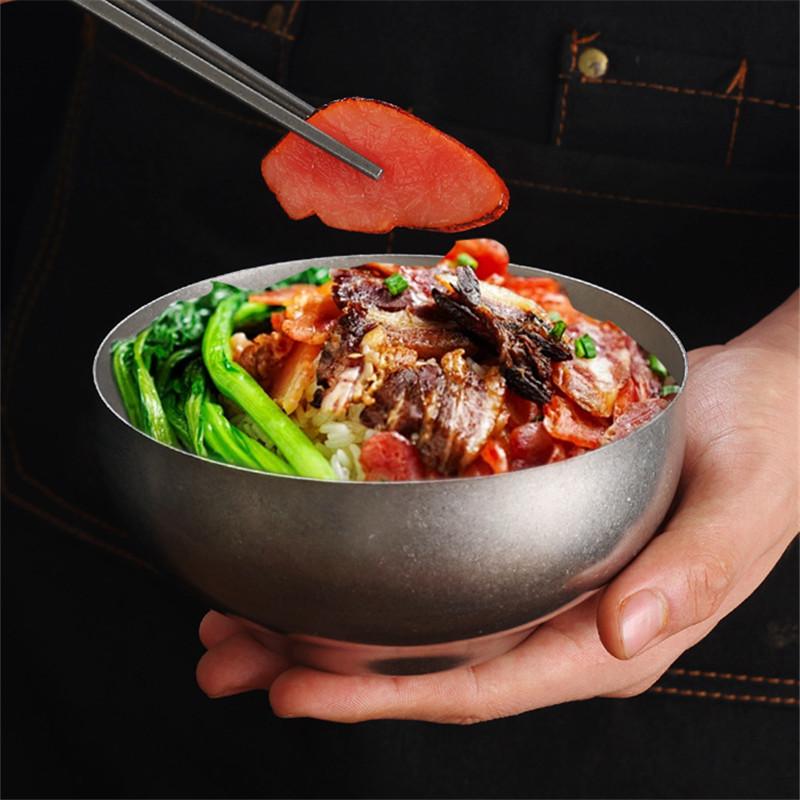 Retro Single-layer Stainless Steel Rice Bowls Sauce Bowl Mini Deep Hot Pot Barbecue Snow Gray Soup Fruit Dishes Tableware