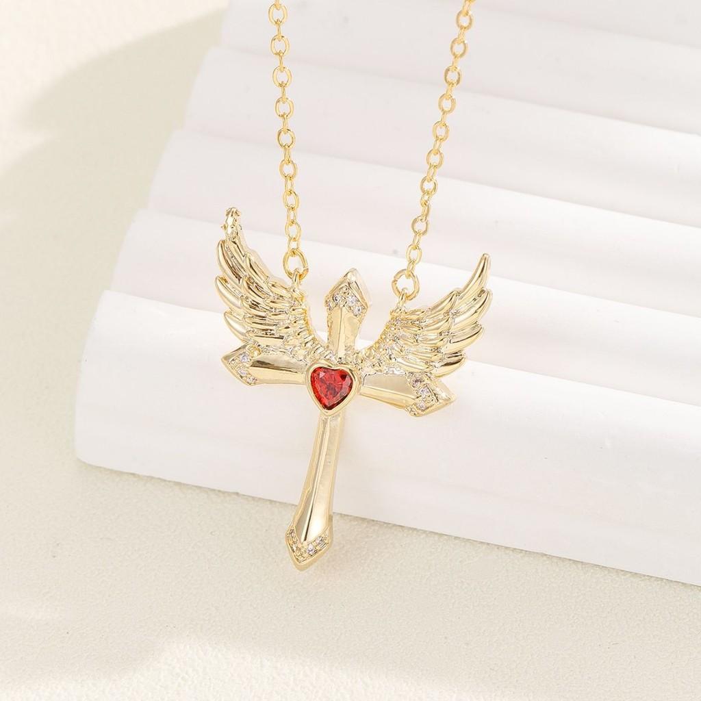 Wings Angel Cross Alloy Necklace Pendant Geometric Jewelry Fashion Gift Women