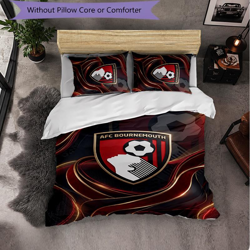 Set Biancheria da Letto Bournemouth Football 3 Pezzi Morbido Set Copripiumino con Federe Set Decorazione Camera da Letto per la Casa