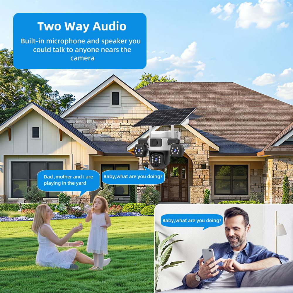 V380 Pro WiFi Solar Kamera Außen Dreifachlinse PIR Personenerkennung Nachtsicht PTZ Kabellose IP-Kameras CCTV Sicherheitschutz