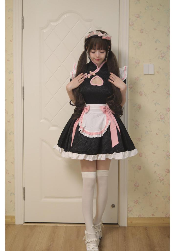 New Chinese Lolita Maid Qipao Dress Set