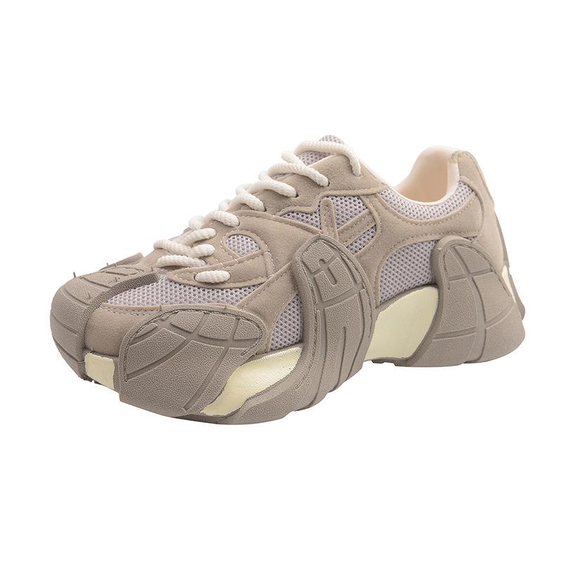 6CM Height Increase~ Leather Platform Octopus Dad Shoes Women's Autumn New Outdoor Hiking Leisure Sports Hiking Shoes