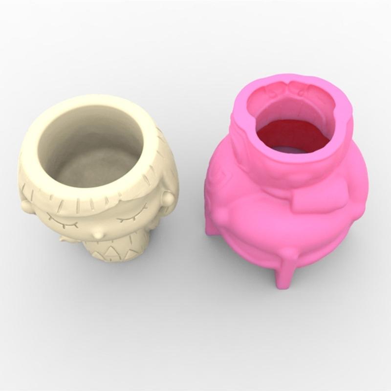 1/2Head-Planter Silicone Mold Face Flower Pot Concrete Mold Face Statue Planter Mold Face Flower Vase Epoxy Casting Mold