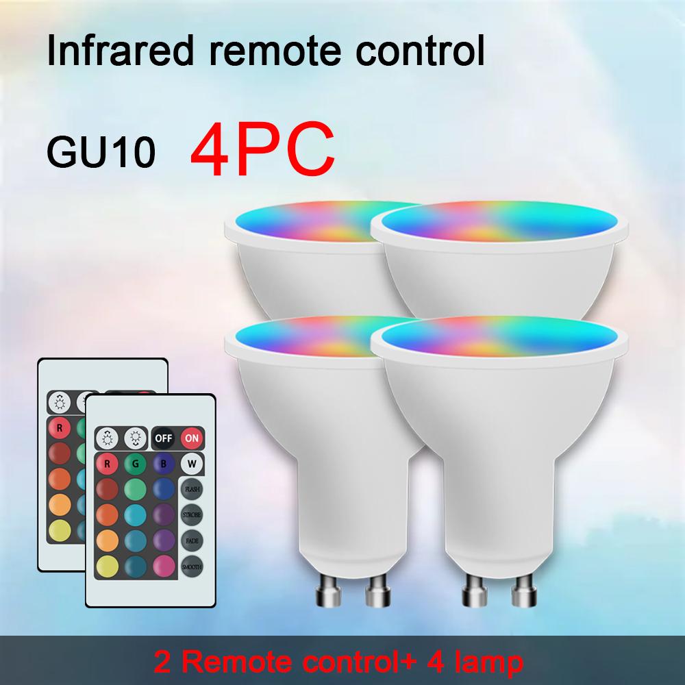 RGB LED Spotlight GU10 AC 85-265V Remote Control Spotlight Color Dimmable Bulb for Living Room Bedroom Decoration
