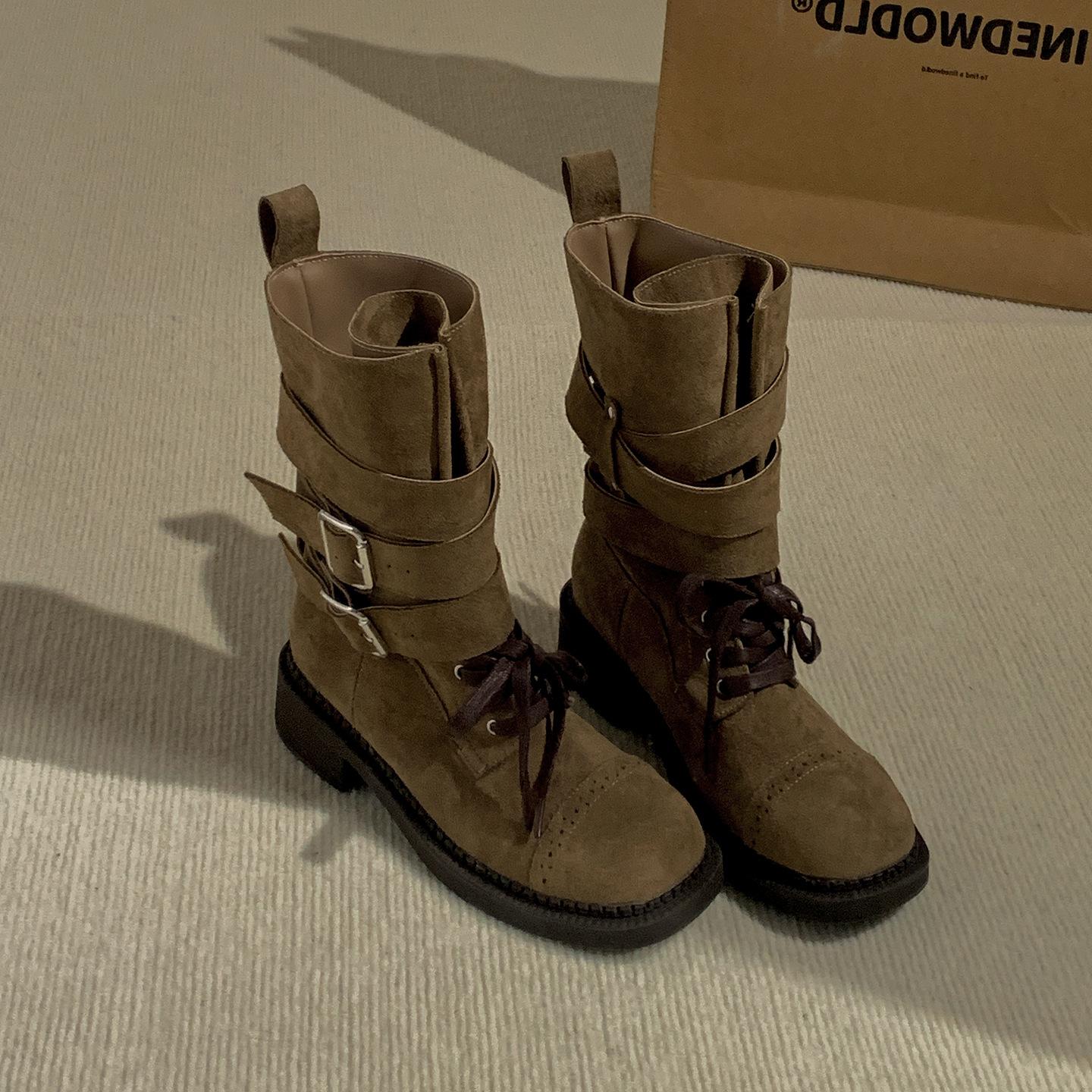 

Queen Fan Black British Style Thick Heel Height Increase Martin Boots Women s 2025 New Autumn Popular Retro Short Boots 39 хаки