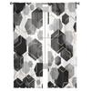 Black Geometric Texture Sheer Curtains For Living Room Kitchen Window Curtains Bedroom Tulle Voile Curtains