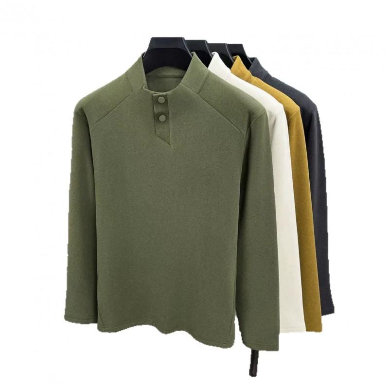 2026 Mens Casual Stand Collar Solid Color Long Sleeve Sweatshirt Versatile Trendy Top