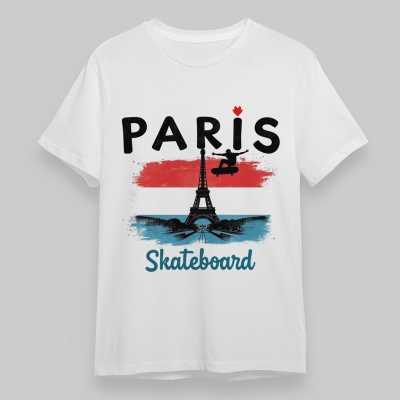 Women's Oversize All Season Classic T-Shirt Paris Eiffel Tower Skate Graphic Tee