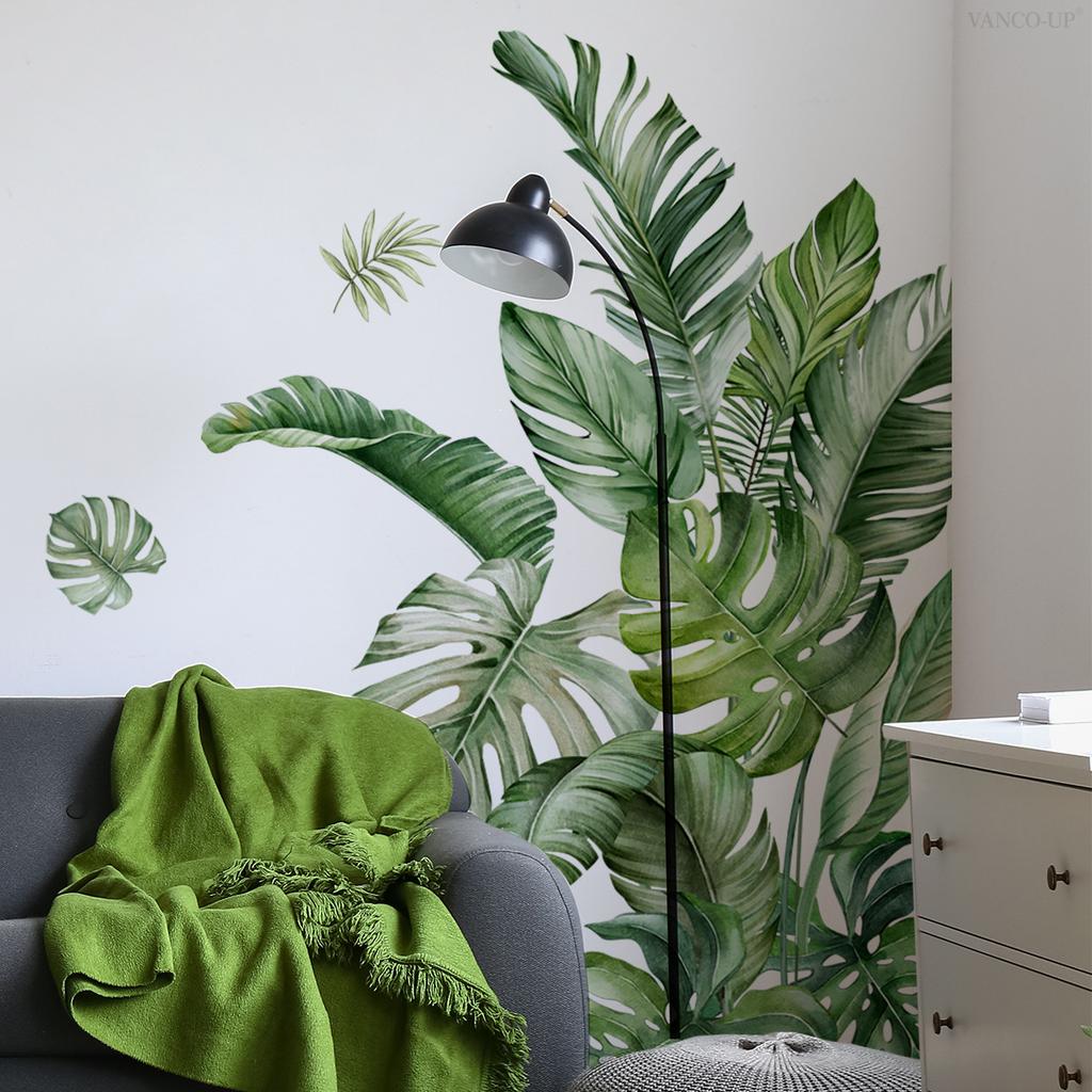 Green Plant Wall Sticker Creative Nordic Stickers Living Room Sofa Bedroom Background Wall Decor Self-Adhesive House Decoration