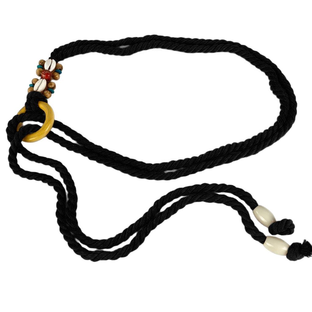 Natural Cord Belt Bohemian Round Clasp Waist Sash Handmade Braided Waist Strap for Women Casual Outfits