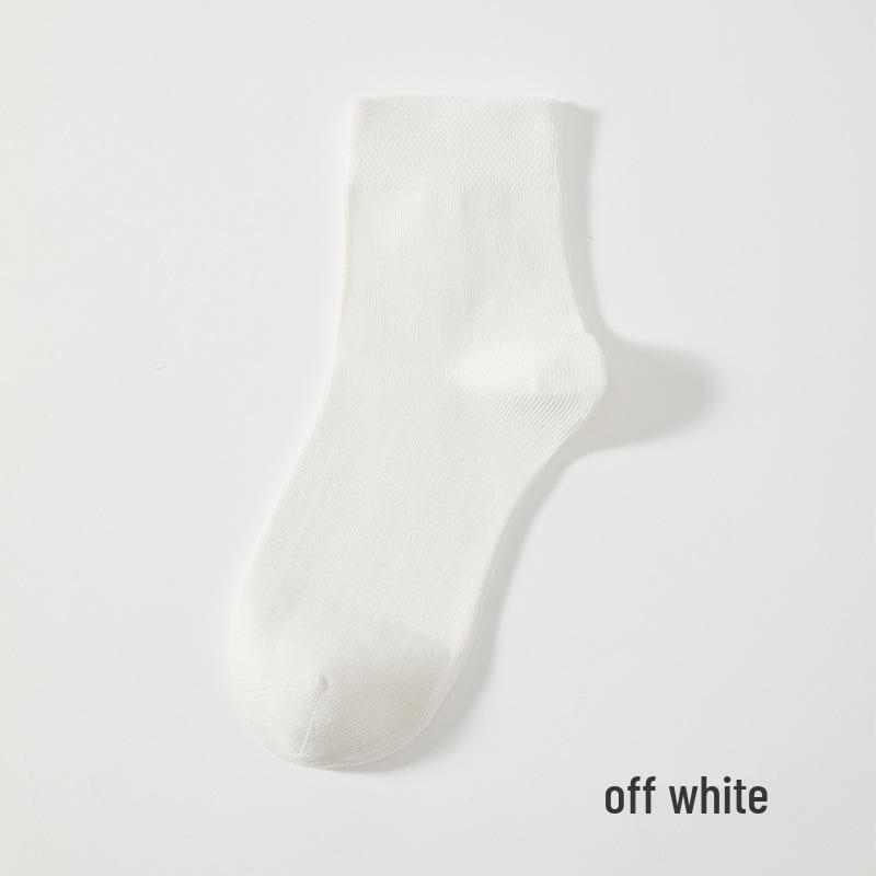 Women's 7A Antibacterial Mid-Calf Pure Cotton Socks - Sweat-Absorbent, Thick, All-Season Style.