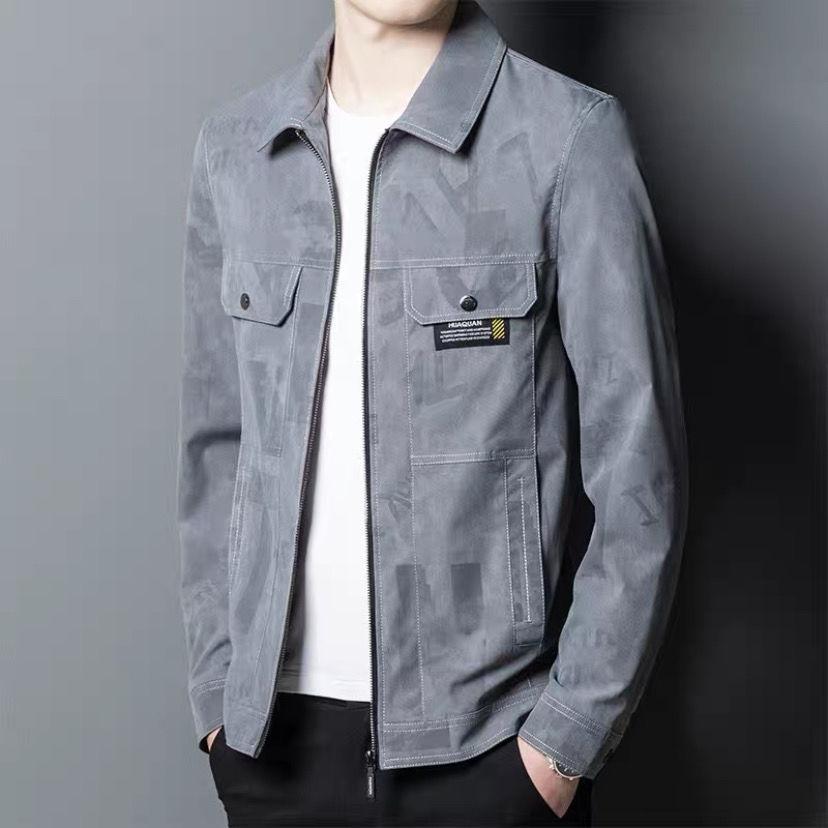 

Модная мужская куртка на весну-осень, однотонный топ, повседневная стильная куртка с лацканами S