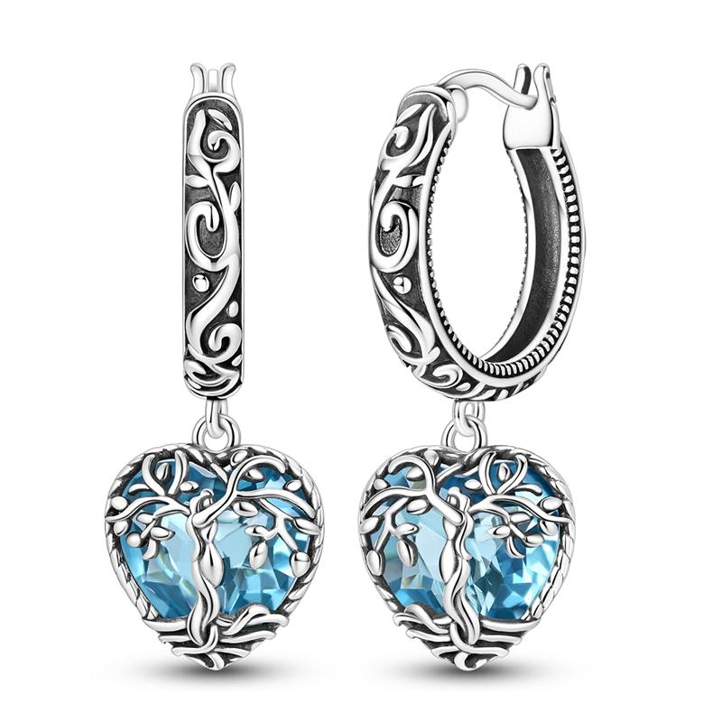 925 Sterling Silver Earrings Women Zirconium Sparking Tree of Life Drop Earring For Anniversary Wedding Jewelry Gifts
