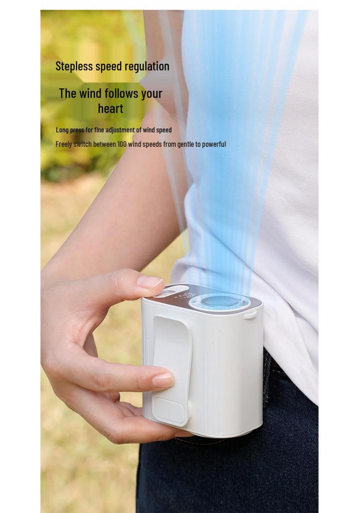 Portable Clip-On Waist Fan, High-Wind, Rechargeable - Perfect for Outdoor or Kitchen Use
