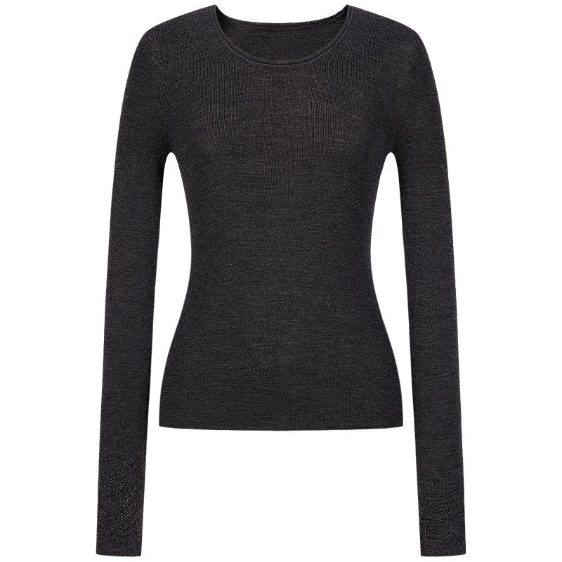 JUZI ANNACAU Women's Seamless Pure Wool Slim-Fit Knit Sweater