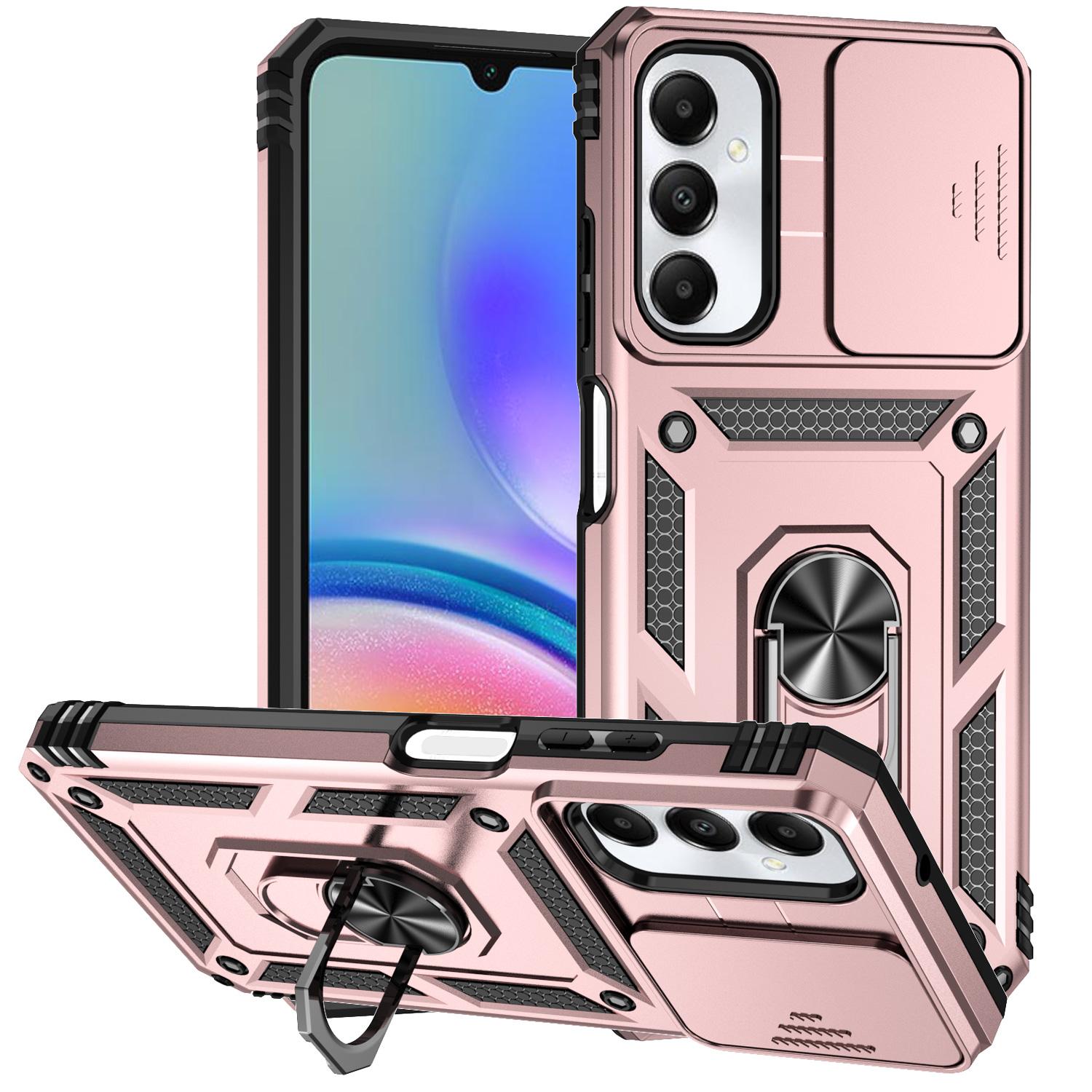 

Противоударный защитный чехол для Xiaomi Redmi 13C, магнитный автомобильный кольцевой держатель, чехол-подставка, выдвижная крышка объектива для Redmi 13C, защитные чехлы для телефонов Redmi 13C розового золота