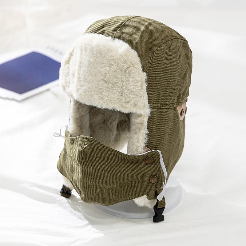 Imitation Fur Mink Hair Hat Female Fall and Winter Plush Fisherman Hat Khaki Senior Show Face Small Warm Ear Protection Lei Feng Hat