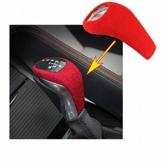 Red Suede Leather Car Gear Shift Knob Cover Trim For BMW 1 2 Series X1 X2 16-19