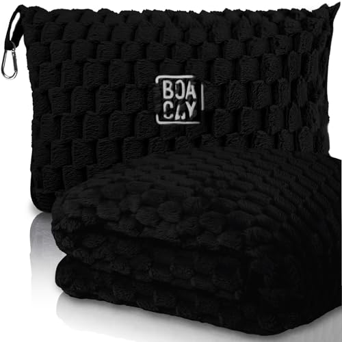 

BOACAY Folding Blanket for Airplanes and Cars - Compact Office Blanket - Pillow for Adults and Kids, Includes Portable Case, Suitcase Strap and Backpa