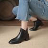 Retro pointed thick heel short boots for women, new English style and plush warm Chelsea boots for autumn and winter 2024