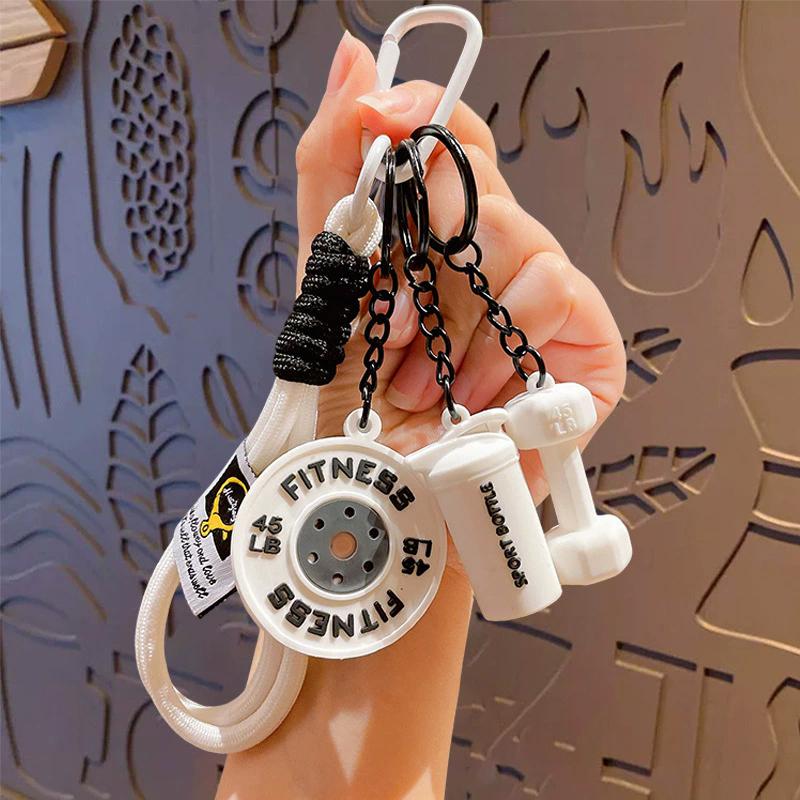 Bag Charm Hand-Woven Fitness Weight Mini Dumbbell Gym Lover DIY Girl Nylon Rope Pendant