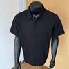 Men's Black Short Sleeve Polo Shirt Slim Fit Casual Solid Color Knit Polo Top