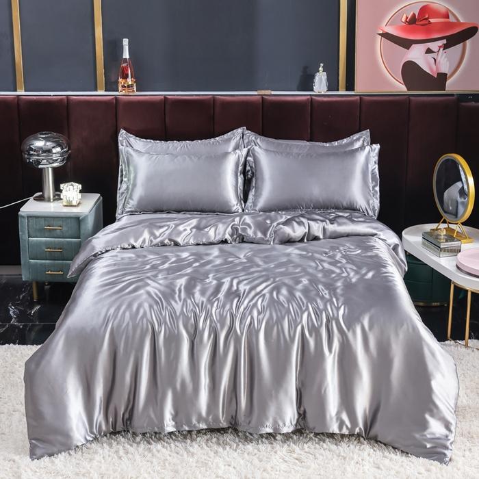 new summer double-sided ice silk four-piece set simple bedding soft silky single quilt cover dormitory three-piece set