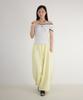 RONRON Stitch Stripe Off Shoulder T Shirt White