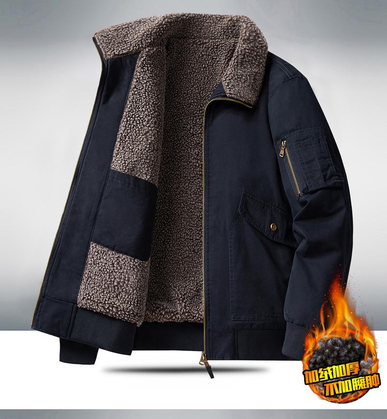 

Autumn & Winter Velvet-Lined Thick Jacket - Warm, Casual, Versatile Cotton Coat XL чорний/синій