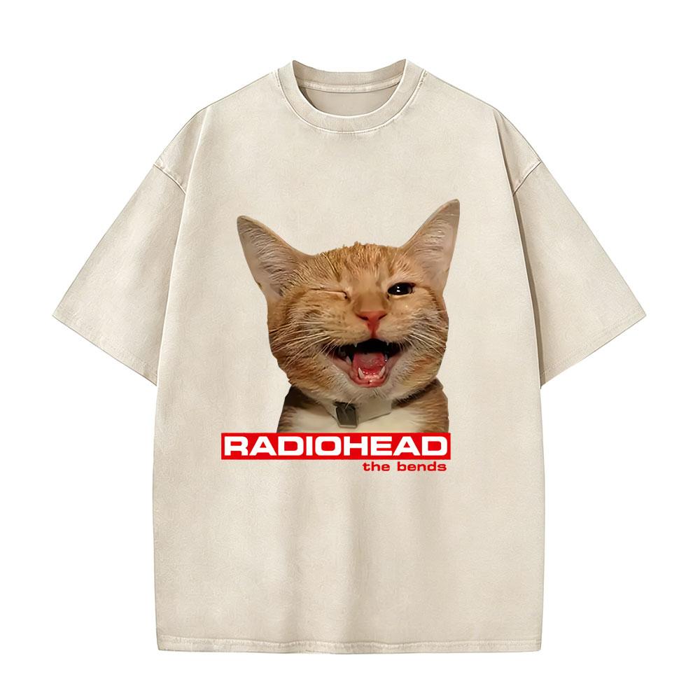 

Washed Vintage Rock Band Radiohead Music Album Cover Merch T Shirt Men Hip Hop Fashion Retro Tshirts Mens Oversized Streetwear S