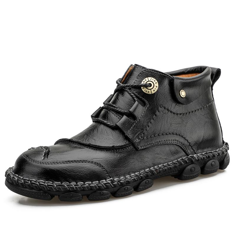 New Autumn Handmade Leather Plus Size 48 Men Boots Outdoor Design Sneakers Man Breathable Casual Leather Shoes Men Ankle Boots