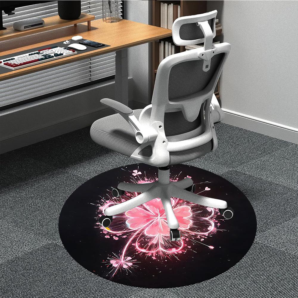 

1pc Floral Sparkle Office Round Area Rug, Indoor Mat Suitable ForOffice, Under Office Chairs Bedroom Living Room Home Decor, Room Deco T132 80cm by 80cm