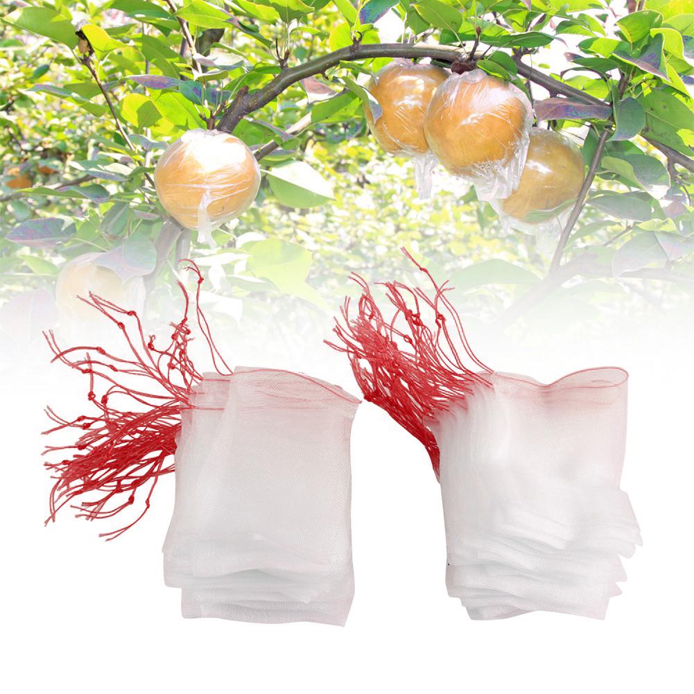 100pcs Plant Fruit   Bags,   Nylon Mesh Drawstring Bags for Tomatoes Grapes Apples, with Ventilated Design To Keep Out Birds