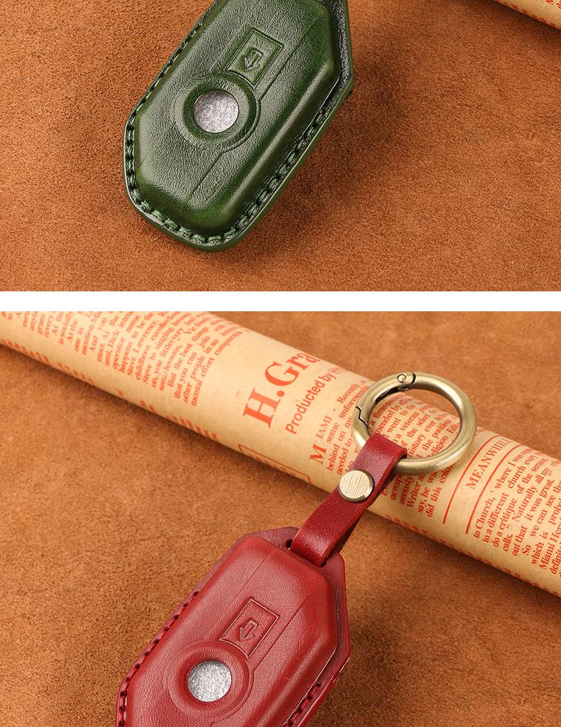 BMW Motorcycle Key Case for R1250GS ADV, C400GT, and 750GT - Cowhide Leather Key Bag with Buckle