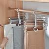 1 Pcs 5 In 1 Magic Trouser Rack Hangers Stainless Steel Folding Pant Rack Tie Hanger Shelves Closet Organizer Wardrobe Storage