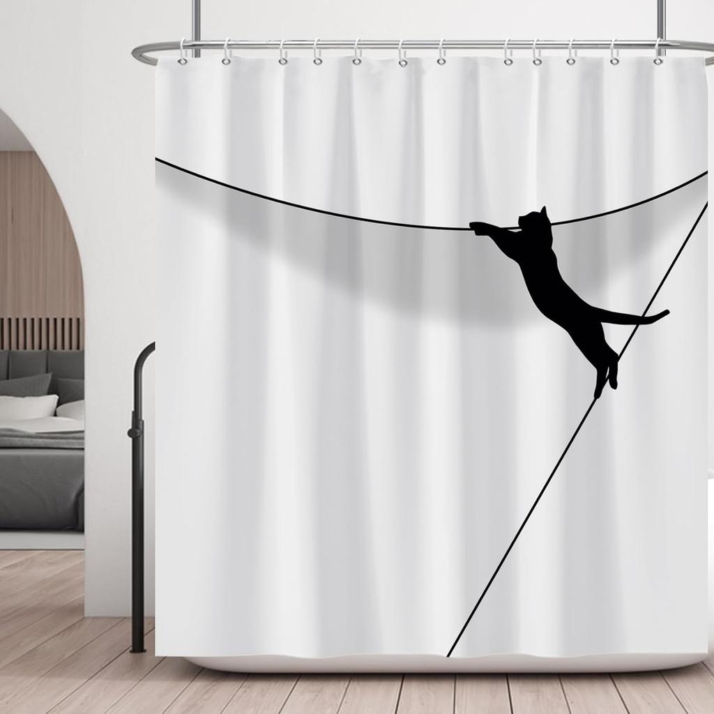 Simple Dandelion Shower Curtain Black White Plant Waterproof Note Bathroom Curtain Simple Bathtub Decoration