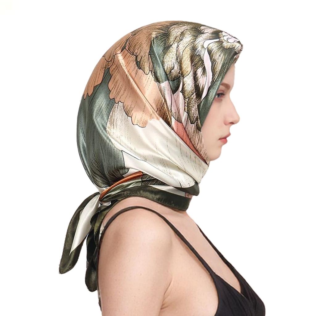 90*90cm Satin Silk Square Scarf Woman Fashion Kerchief Neck Head/Hair Scarves Bandana Handkerchief Floral Printed Headscarf