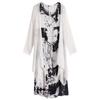Summer Ethnic Ink Print Dress & Cardigan Set