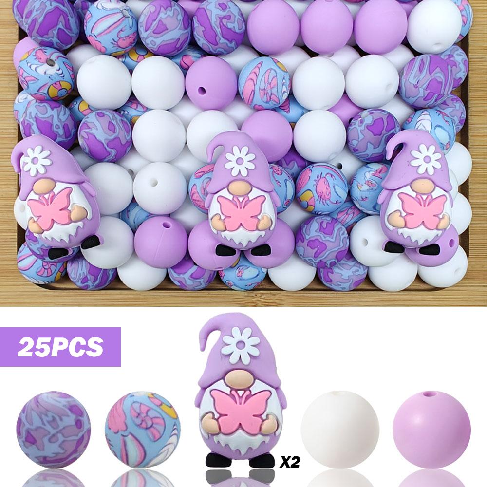 25/32/54PCS 3D Cute Dwarf Silicone Bead Set, perfect for DIY handmade crafts such as keychains, necklaces, bracelets, etc