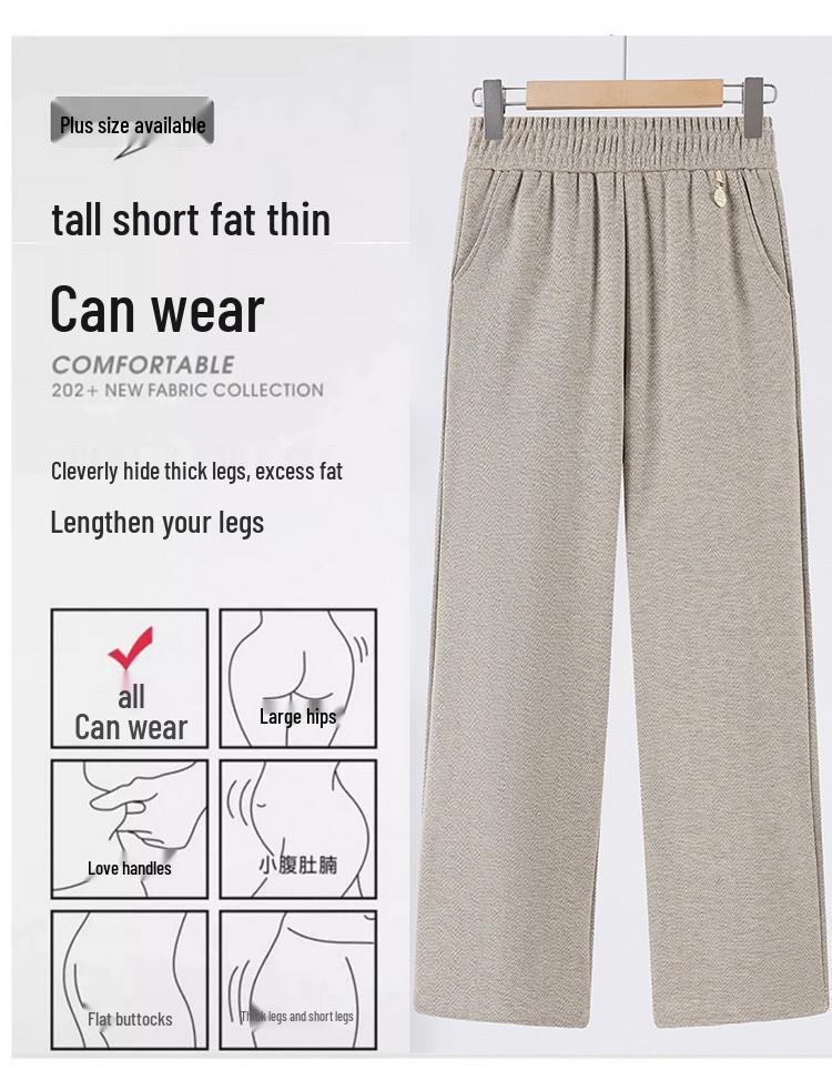 Women's High-Waisted Plus Size Woolen Pants – Warm, Elastic, Fashionable for Autumn & Winter