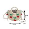 Yogodlns Bolsa de Palha Cereja Feminina Bolsa de Mão Tecida à Mão Formato de Lua Bolsa de Rattan Grande Capacidade Cordão Casual Bolsa de Ombro Cruzada para Praia
