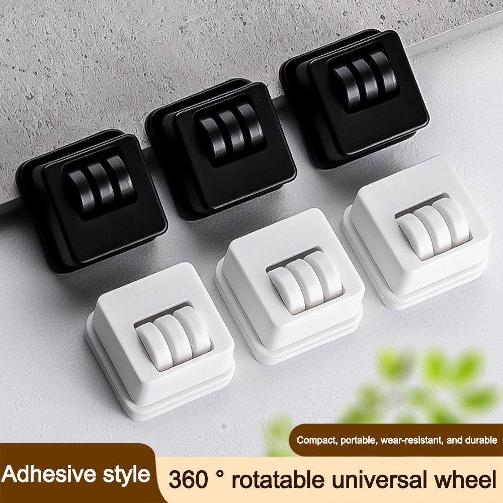 4Pcs Portable Self Adhesive Universal Wheel Mute With Brake Self Adhesive Pulley Mini Pulley Base Furniture Move Accessories