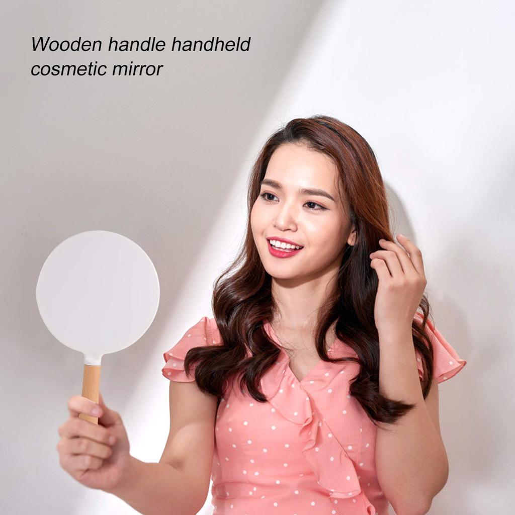 FRCOLOR Hand Mirror with Wooden Handheld Makeup Cosmetic Makeup Tools Tabletop Makeup Barber Handheld Mirror Handle, Mirror, Mirror, Mirror, Mirror,
