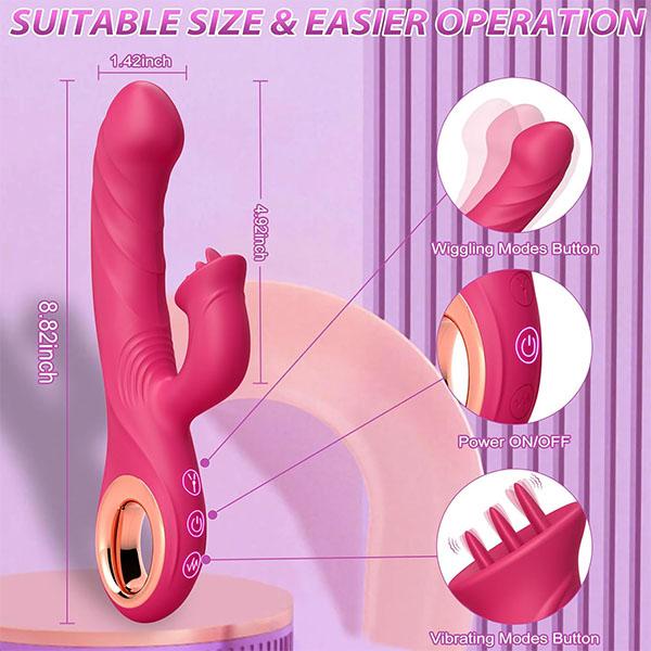 3-in-1-Sexspielzeug-Vibratoren, Dildo, Sexspielzeug für Erwachsene, Klitoris-G-Punkt-Vibrator mit 10 Wackel-, Vibrations- und Leckmodi für Frauen