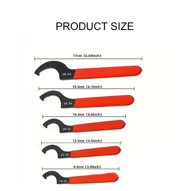 High Carbon Steel Crescents Spanner Tool Collection In Red And Black Plumbing Equipment Set For Mechanical Adjustments