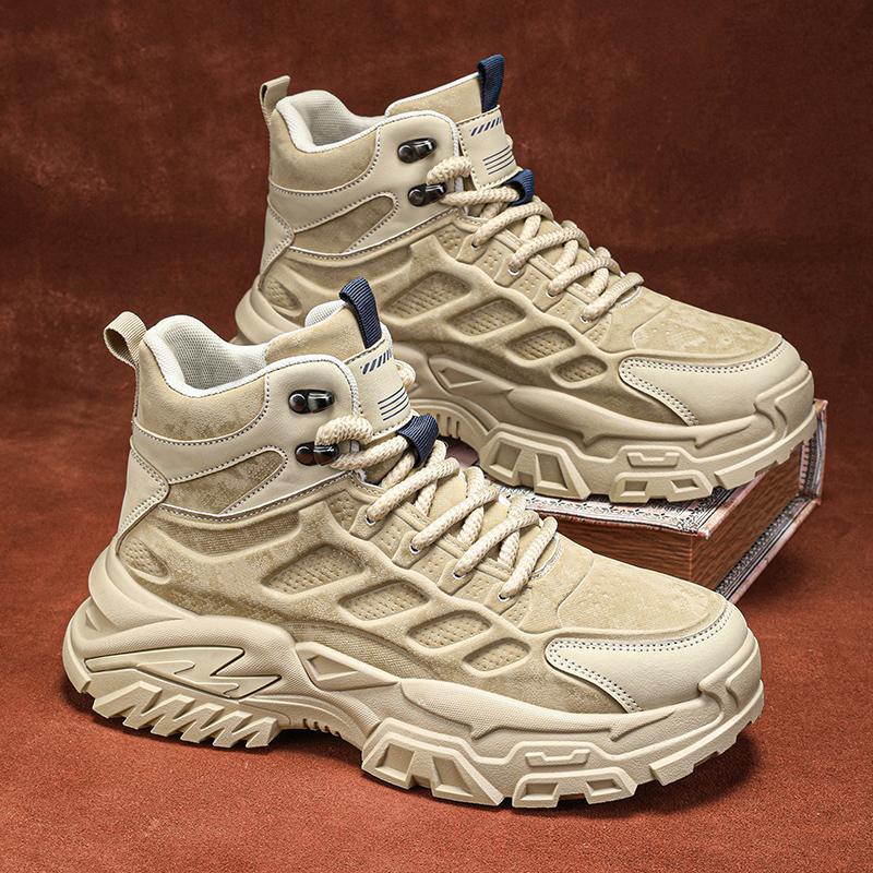 Winter non-slip mountaineering Martin boots thick-soled heightening dad shoes sports and leisure high-top locomotive boots