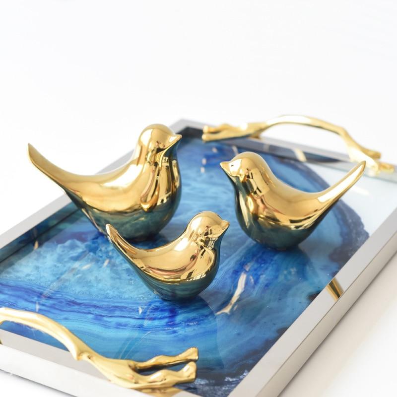 Bird Statues Home Decor Modern Style Gold Decorative Ornaments For Living Room Bedroom Office Desktop Cabinets