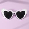New In Luxury Fine Shimmering Love Pearl Sun Glasses Women Heart Glasses Casual Bling Sunglasses Lentes  Mujer