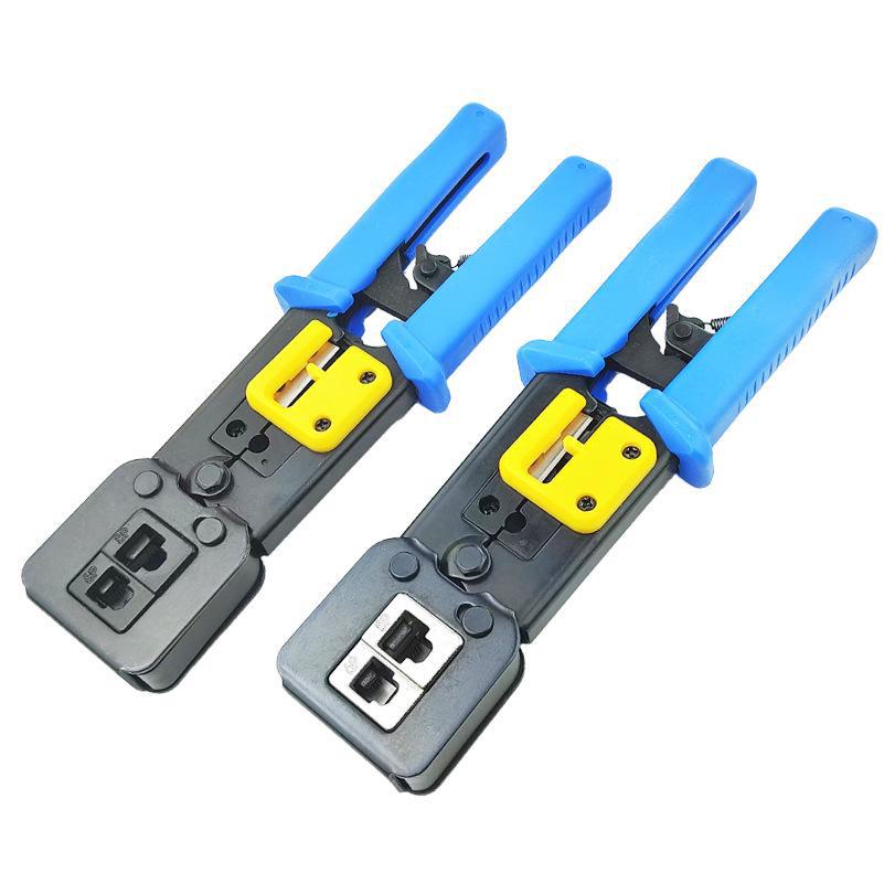 MANCOM 6P8P Crimping & Wire Stripping Pliers, EZ Multi-Color Through-Hole Crystal Head Network Cable Tool